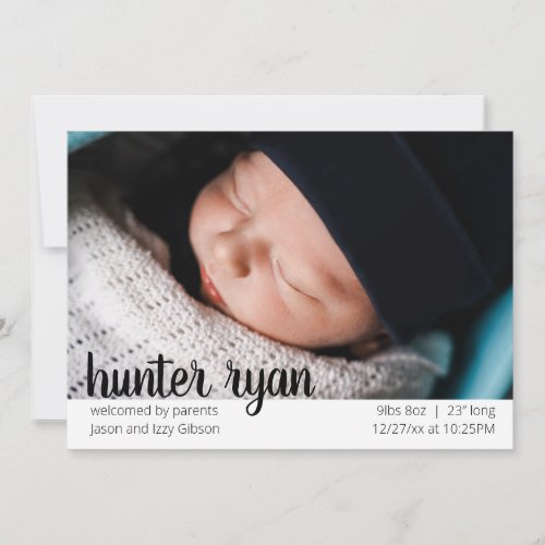 Modern Minimalist Birth Announcement Card