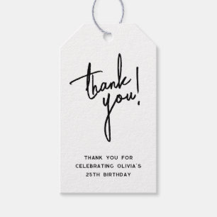 Modern Minimalist Birthday Thank You Gift Tags