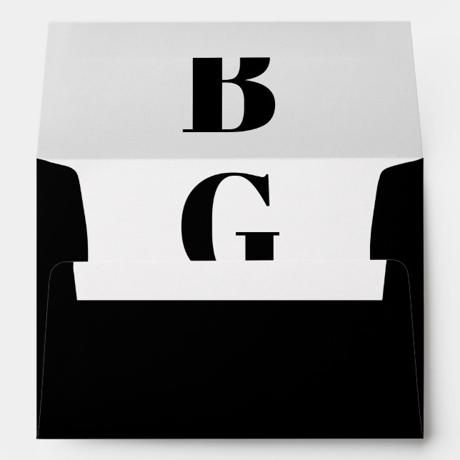 Modern Minimalist Black 5x7 Wedding Invitation Envelope (Back (Bottom))