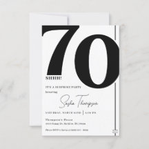 Modern minimalist black 70th birthday invitation