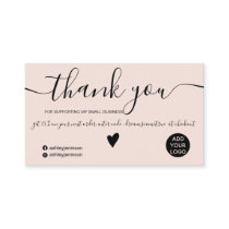 Modern minimalist black and blush order thank you business card Modern minimalist black and blush order thank you business card
