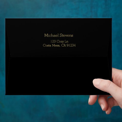 Modern Minimalist Black and Gold Bachelor Party  Envelope