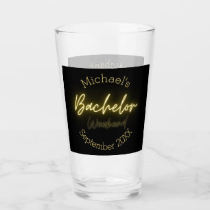 Modern Minimalist Black and Gold Bachelor Party  Glass