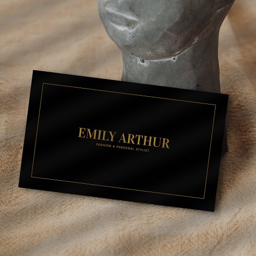 Modern Minimalist Black and Gold Business Card