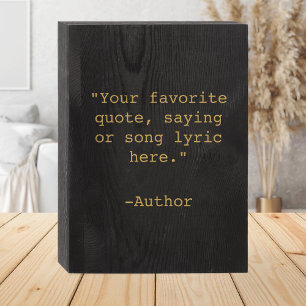 Modern Minimalist Black and Gold Custom Quote Wooden Box Sign