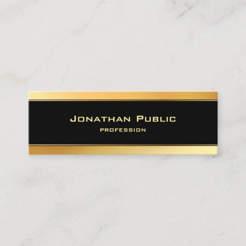 Modern Minimalist Black And Gold Elegant Template Mini Business Card