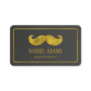 Modern Minimalist Black and Gold Mustache Barber Business Card