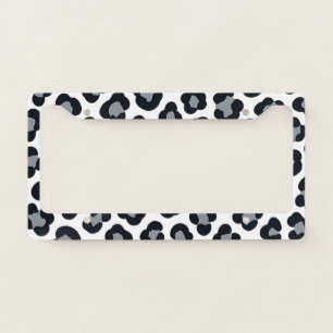 Modern Minimalist Black and Grey Stylized Leopard License Plate Frame