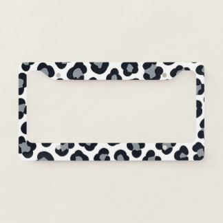 Modern Minimalist Black and Grey Stylized Leopard License Plate Frame