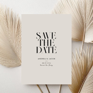Modern Minimalist Black and Ivory Chic Wedding Save The Date