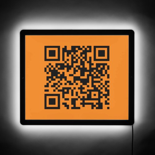 Modern Minimalist Black and Orange QR Code Cool LED Sign