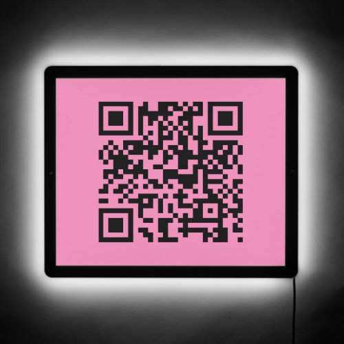 Modern Minimalist Black and Pink QR Code Cool LED Sign