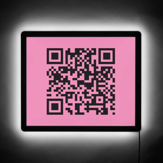 Modern Minimalist Black and Pink QR Code Cool LED Sign (Front)