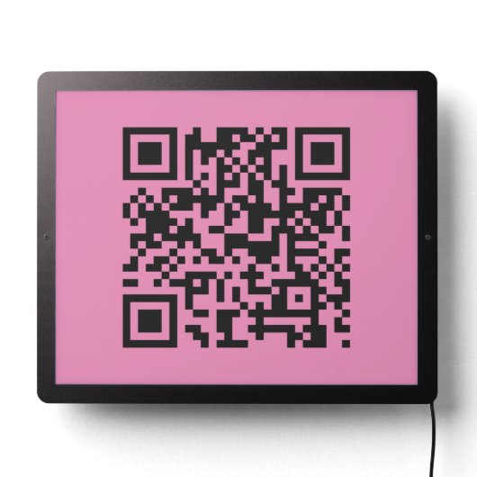 Modern Minimalist Black and Pink QR Code Cool LED Sign (Lights Off)