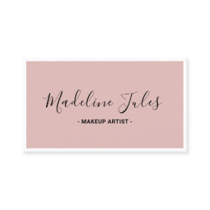 Modern Minimalist Black and Pink Script Business C Card