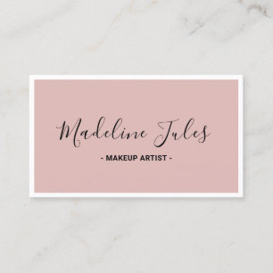 Modern Minimalist Black and Pink Script Business C Card