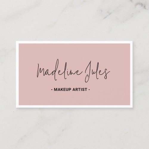 Modern Minimalist Black and Pink Script Business Card