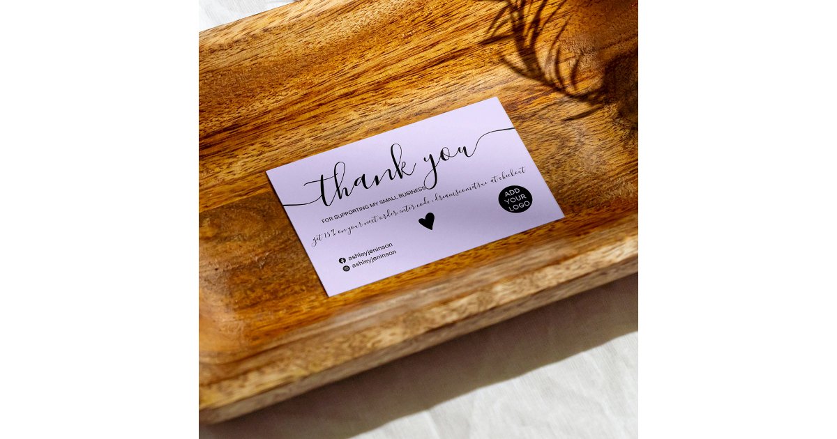 Modern minimalist black and purple order thank you business card | Zazzle
