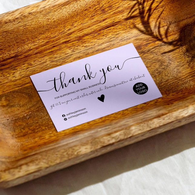 Modern minimalist black and purple order thank you business card (Creator Uploaded)
