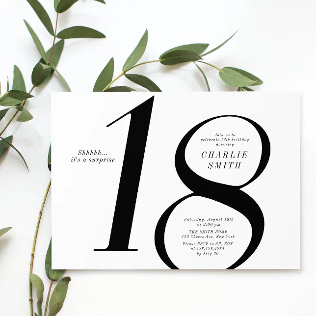 modern-minimalist-black-and-white-18th-birthday-invitation-zazzle