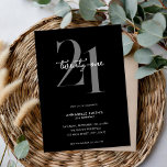 Modern Minimalist Black and White 21st Birthday Invitation<br><div class="desc">Modern minimalist 21st birthday invitation featuring simple black and white design with chic typography and elegant script.</div>