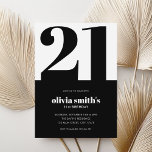 Modern Minimalist Black and White 21st Birthday Invitation<br><div class="desc">Modern minimalist 21st birthday invitation featuring simple design with elegant chic typography in black and white color.</div>