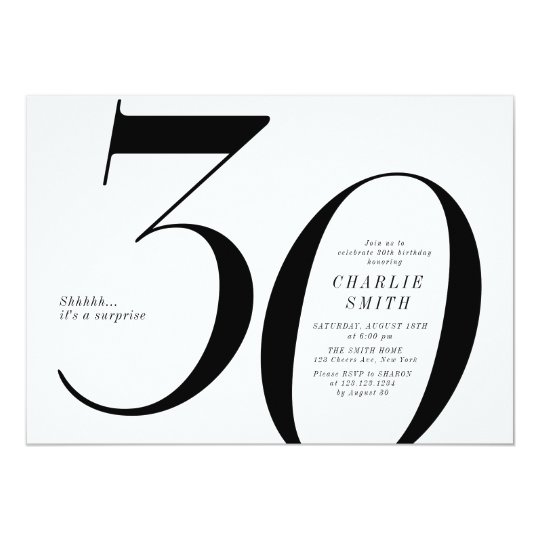 modern minimalist black and white 30th birthday invitation black and white 30th birthday invitations
