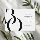 Modern Minimalist Black and White 30th Birthday Invitation<br><div class="desc">Modern minimalist 30th birthday invitation featuring simple design with chic typography and elegant script.</div>