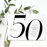 Modern minimalist black and white 50th birthday invitation<br><div class="desc">Modern black and white minimalist 50th birthday party invitation features stylish number 50 and your party details in classic serif font,  simple and elegant,  great surprise adult milestone birthday invitation for men and women.</div>