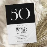 Modern Minimalist Black and White 50th Birthday Invitation<br><div class="desc">Modern minimalist 50th birthday invitation featuring simple design with elegant chic typography in black and white color.</div>