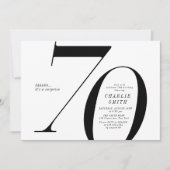 Modern minimalist black and white 70th birthday invitation (Front)