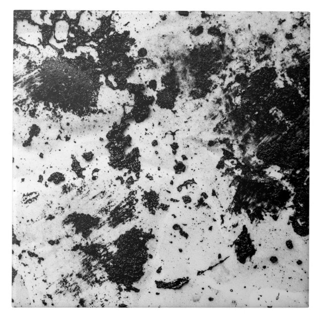 Modern Minimalist Black and White Abstract Pattern Ceramic Tile (Front)