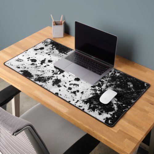 Modern Minimalist Black and White Abstract Pattern Desk Mat