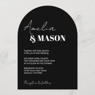 Modern Minimalist Black and White Arch Wedding Invitation
