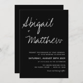 Modern Minimalist Black and White Boho Wedding  Invitation (Front/Back)
