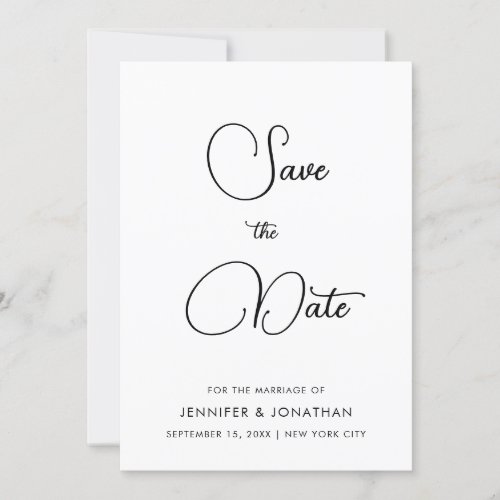 Modern Minimalist Black And White Calligraphy Save The Date