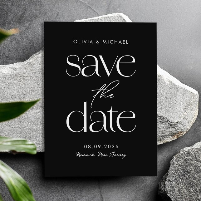 Modern Minimalist Black and White Chic Wedding Save The Date (Creator Uploaded)
