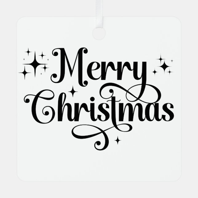 Modern Minimalist Black and White Christmas Photo Metal Ornament (Front)