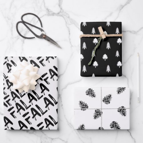 Modern Minimalist Black And White Christmas  Wrapping Paper Sheets