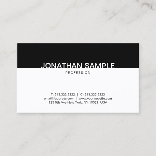 Modern Minimalist Black And White Clean Elegant Business Card