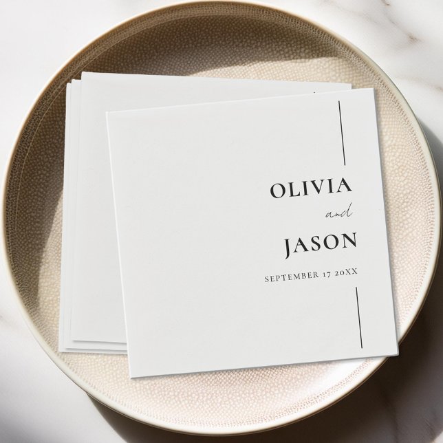 Modern Minimalist Black and White Custom Wedding Napkins (Creator Uploaded)