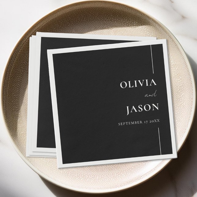 Modern Minimalist Black and White Custom Wedding Napkins (Creator Uploaded)