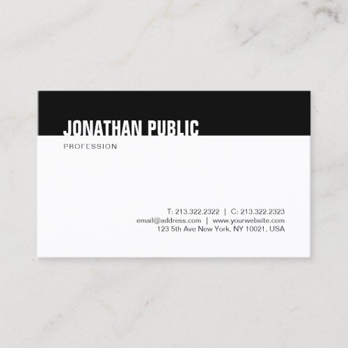 Modern Minimalist Black And White Elegant Template Business Card
