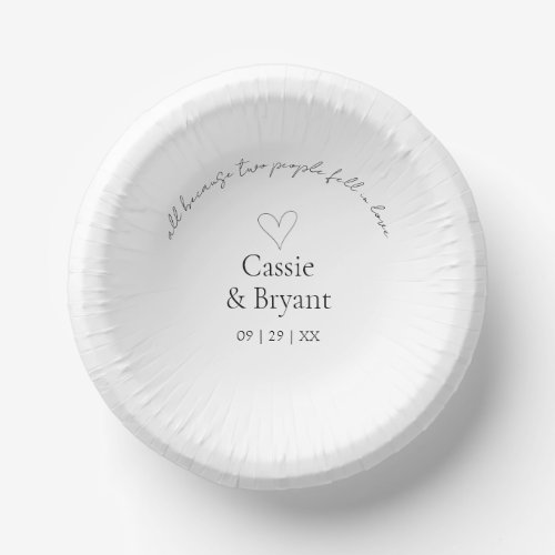 Modern Minimalist Black and White Elegant Wedding Paper Bowls