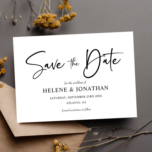 Modern Minimalist Black And White Elegant Wedding Save The Date (Modern Minimalist Black And White Elegant Wedding Save The Date)