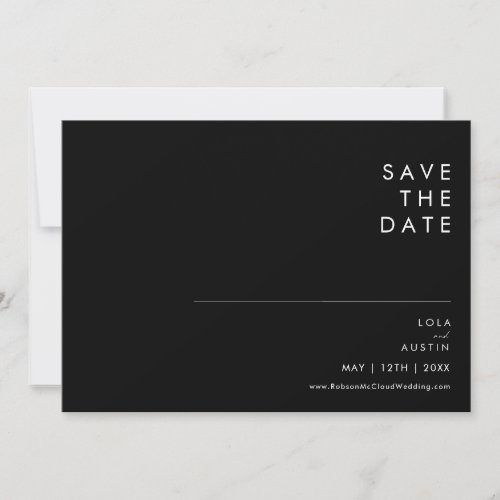 Modern Minimalist Black And White Font Horizontal Save The Date