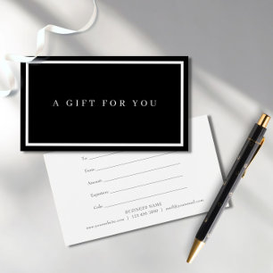 Modern Minimalist Black and White Gift Certificate