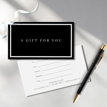 Modern Minimalist Black And White Gift Certificate by artofbusiness at Zazzle