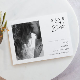 Modern Minimalist Black And White Horizontal  Save Save The Date