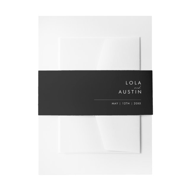 Modern Minimalist Black and White Invitation Belly Band (Front Example)